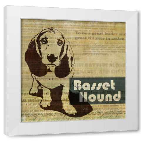 Bassett Hound Sketch  White Modern Wood Framed Art Print by Roko, Ken