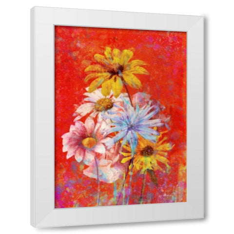 Vibrant Posies 1 White Modern Wood Framed Art Print by Roko, Ken
