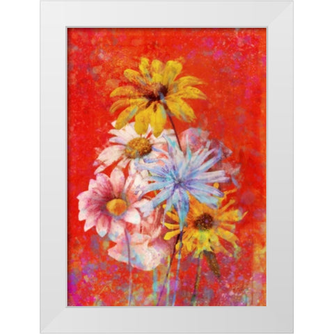 Vibrant Posies 1 White Modern Wood Framed Art Print by Roko, Ken