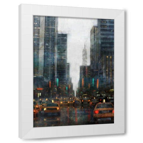 New York After Hours-Square White Modern Wood Framed Art Print by Roko, Ken