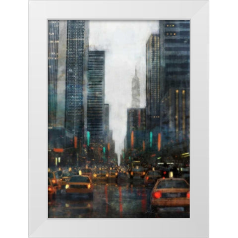 New York After Hours-Square White Modern Wood Framed Art Print by Roko, Ken