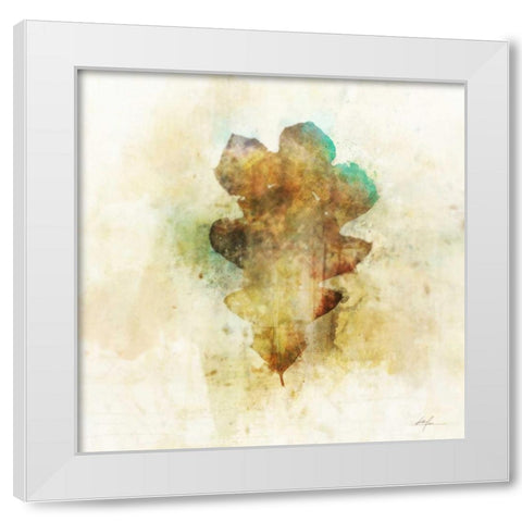 Falling Oak Leaf White Modern Wood Framed Art Print by Roko, Ken