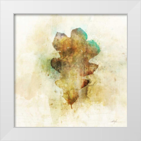 Falling Oak Leaf White Modern Wood Framed Art Print by Roko, Ken