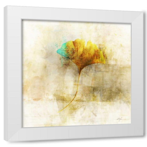 Falling Ginko Leaf White Modern Wood Framed Art Print by Roko, Ken