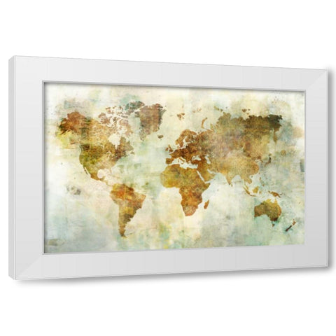 Global Patterned Map White Modern Wood Framed Art Print by Roko, Ken