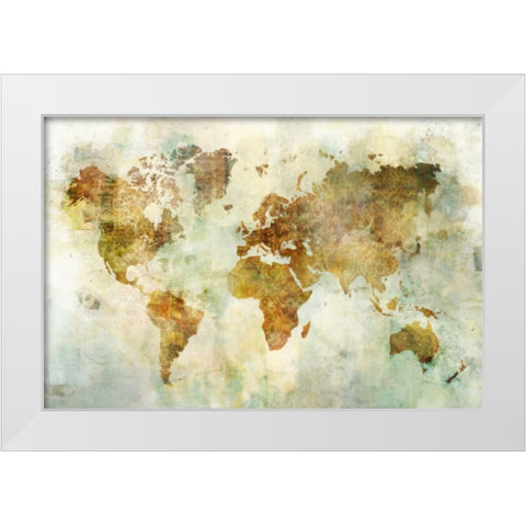 Global Patterned Map White Modern Wood Framed Art Print by Roko, Ken