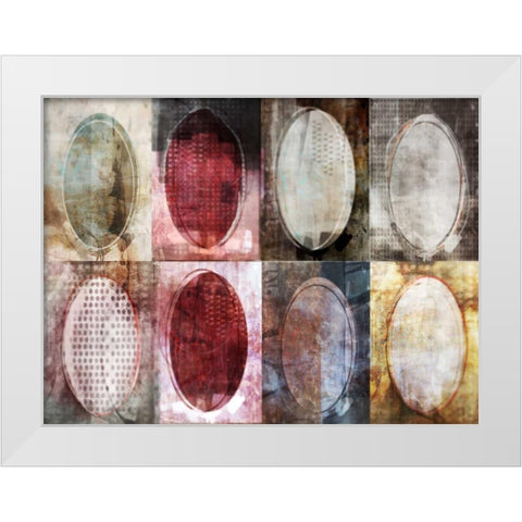 Oval Gridlock White Modern Wood Framed Art Print by Roko, Ken