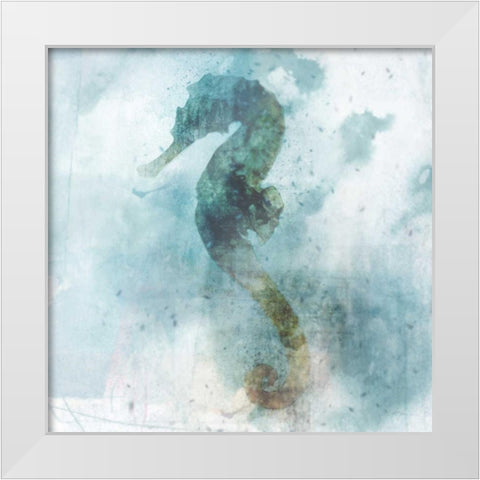 Coatal Mist Seahorse White Modern Wood Framed Art Print by Roko, Ken