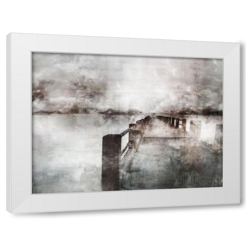 Misty Pier White Modern Wood Framed Art Print by Roko, Ken