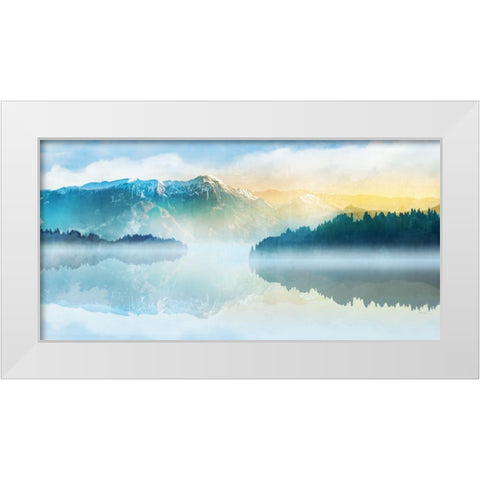 Mountain Lake White Modern Wood Framed Art Print by Roko, Ken