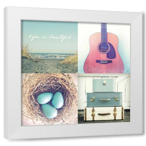 Life Is Beautiful White Modern Wood Framed Art Print by Dvorak, Vicki