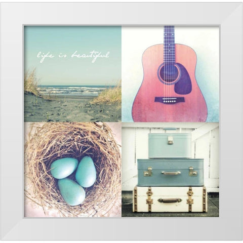 Life Is Beautiful White Modern Wood Framed Art Print by Dvorak, Vicki