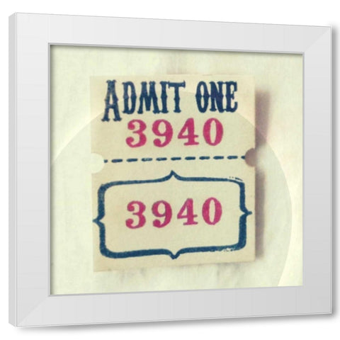 Admit One 3940 White Modern Wood Framed Art Print by Dvorak, Vicki