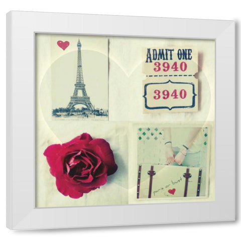 Paris Collage White Modern Wood Framed Art Print by Dvorak, Vicki