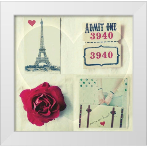 Paris Collage White Modern Wood Framed Art Print by Dvorak, Vicki