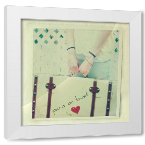 Paris Or Bust White Modern Wood Framed Art Print by Dvorak, Vicki