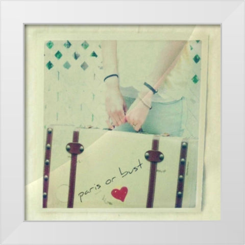 Paris Or Bust White Modern Wood Framed Art Print by Dvorak, Vicki