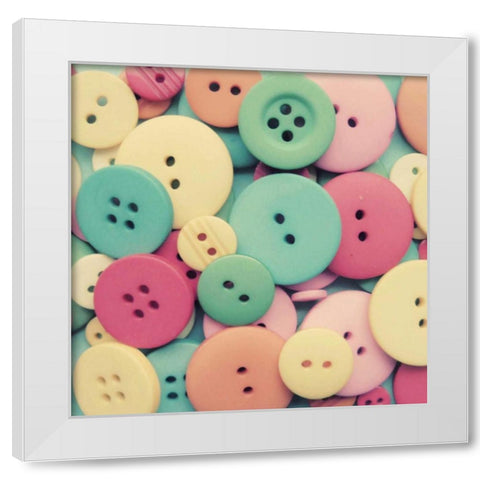 Buttons Buttons White Modern Wood Framed Art Print by Dvorak, Vicki