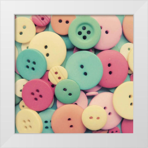 Buttons Buttons White Modern Wood Framed Art Print by Dvorak, Vicki
