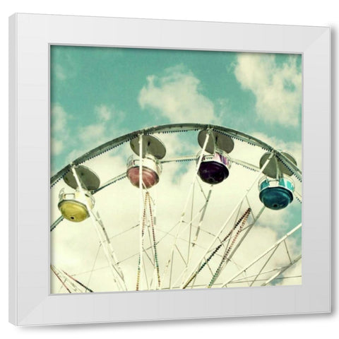 Retro Farris Wheel White Modern Wood Framed Art Print by Dvorak, Vicki