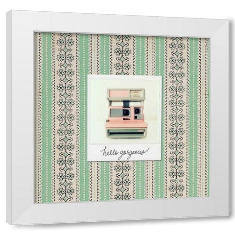 Hello Gorgeous Polaroid White Modern Wood Framed Art Print by Dvorak, Vicki
