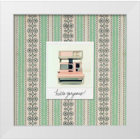 Hello Gorgeous Polaroid White Modern Wood Framed Art Print by Dvorak, Vicki