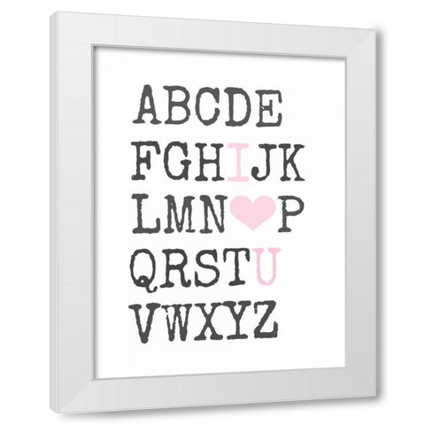 Love You Text White Modern Wood Framed Art Print by Dvorak, Vicki