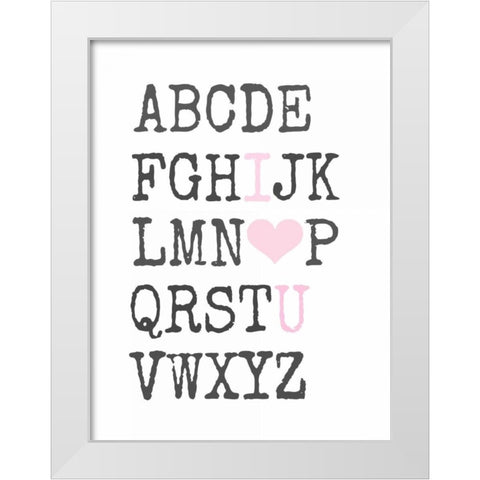 Love You Text White Modern Wood Framed Art Print by Dvorak, Vicki