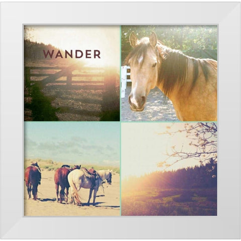 Horses And Sunburst WANDER White Modern Wood Framed Art Print by Dvorak, Vicki