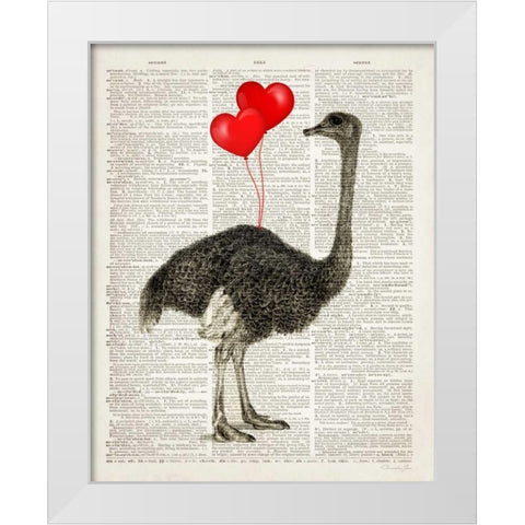 Ostrich In Love White Modern Wood Framed Art Print by James, Christopher