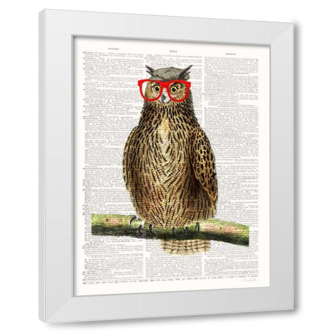 Studious Owl White Modern Wood Framed Art Print by James, Christopher