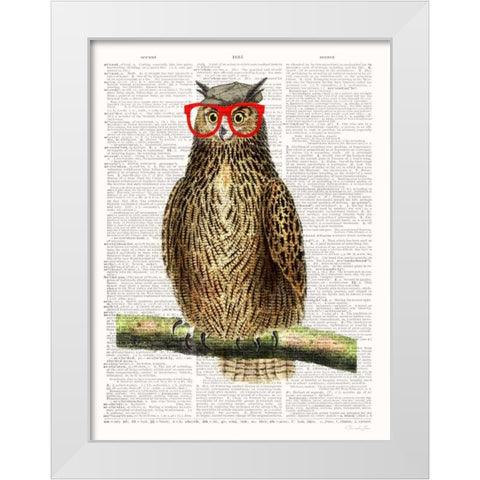 Studious Owl White Modern Wood Framed Art Print by James, Christopher