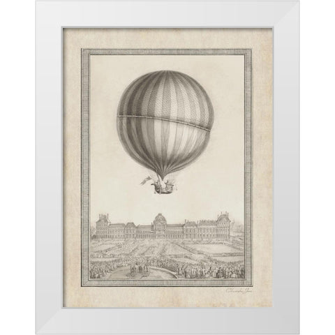 Balloon Over Paris White Modern Wood Framed Art Print by James, Christopher