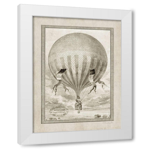 Balloon Over The Countryside White Modern Wood Framed Art Print by James, Christopher