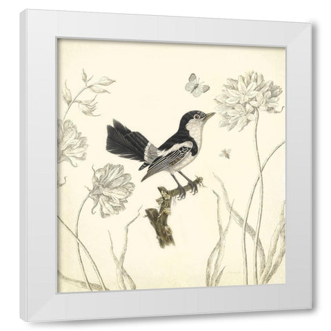 Botanical Song Bird 1 White Modern Wood Framed Art Print by James, Christopher