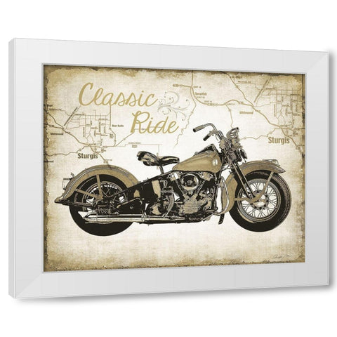 Vintage Ride White Modern Wood Framed Art Print by Christopher, James