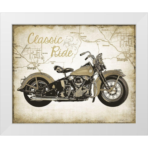 Vintage Ride White Modern Wood Framed Art Print by Christopher, James