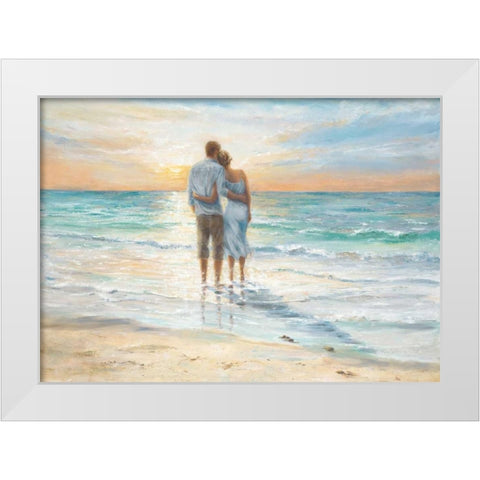 Seaside Sunset White Modern Wood Framed Art Print by Wallis, Karen