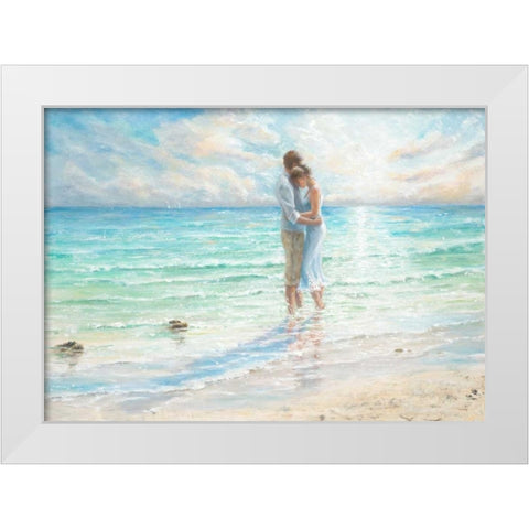 Seaside Embrace White Modern Wood Framed Art Print by Wallis, Karen