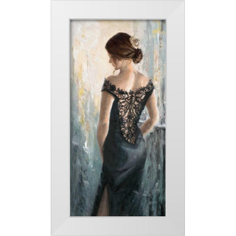 Black Lace-White Rose White Modern Wood Framed Art Print by Wallis, Karen