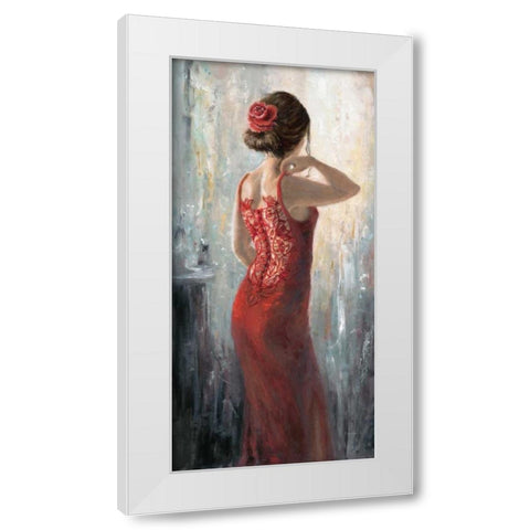 Red Lace-Red Rose White Modern Wood Framed Art Print by Wallis, Karen