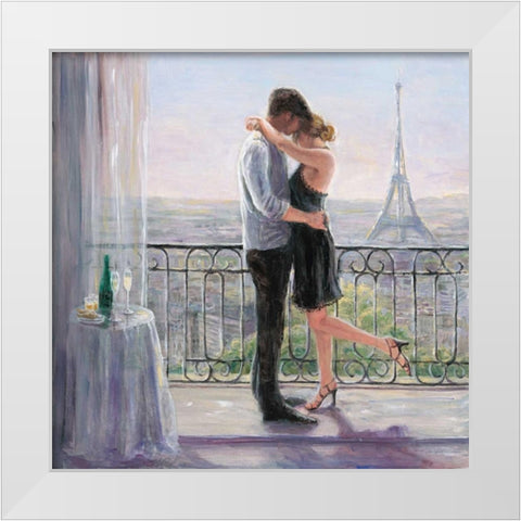 Paris Morning Romance White Modern Wood Framed Art Print by Wallis, Karen