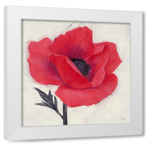 Jubilant Poppy White Modern Wood Framed Art Print by Stoyanov, Ivo