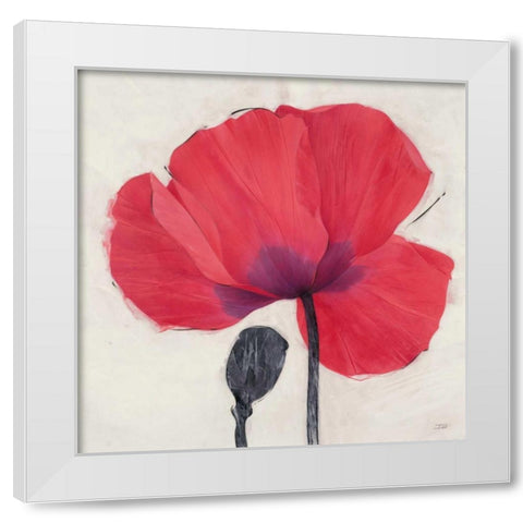 Joyous Poppy White Modern Wood Framed Art Print by Stoyanov, Ivo