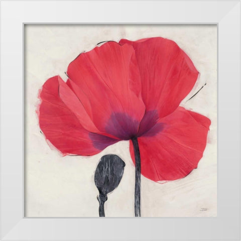 Joyous Poppy White Modern Wood Framed Art Print by Stoyanov, Ivo