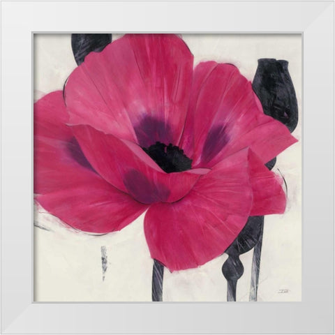 Elated Poppy White Modern Wood Framed Art Print by Stoyanov, Ivo