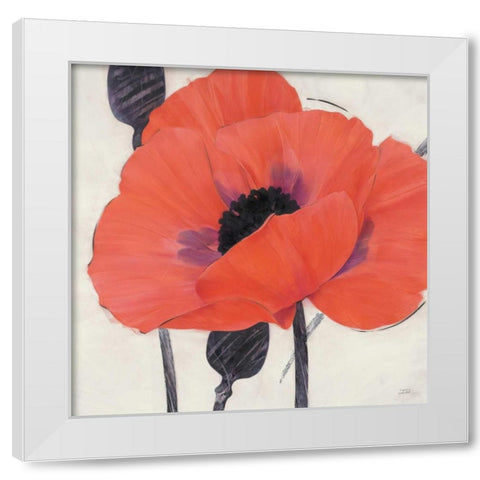 Exuberant Poppy White Modern Wood Framed Art Print by Stoyanov, Ivo