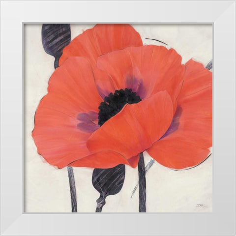 Exuberant Poppy White Modern Wood Framed Art Print by Stoyanov, Ivo