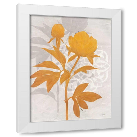 Amber Peony 1 White Modern Wood Framed Art Print by Stoyanov, Ivo