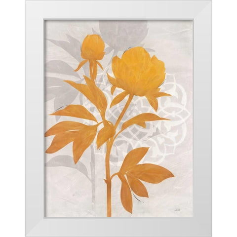 Amber Peony 1 White Modern Wood Framed Art Print by Stoyanov, Ivo